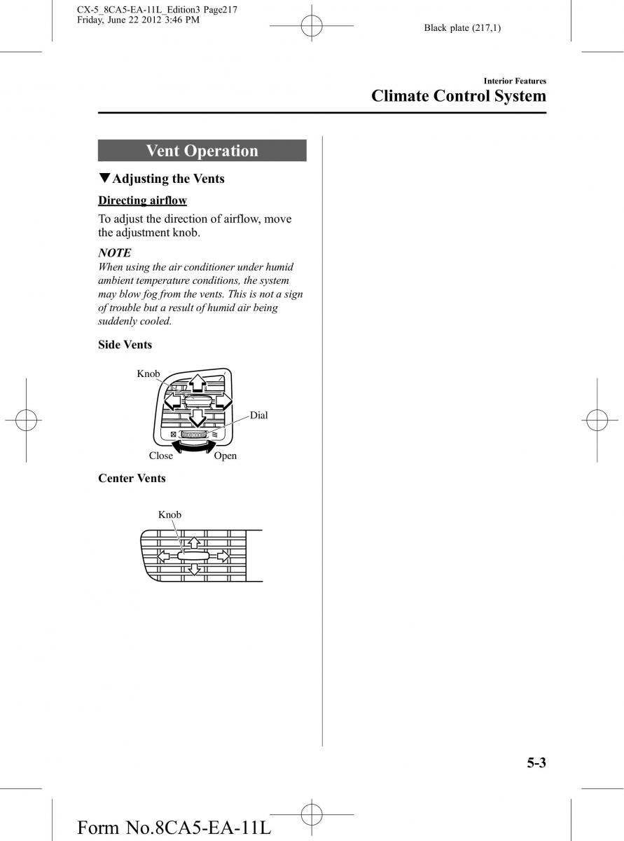 Mazda CX 5 owners manual / page 217