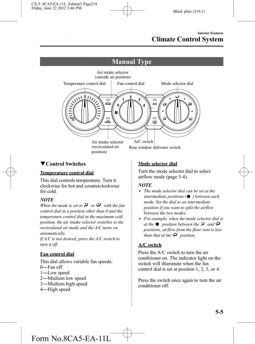 Mazda CX 5 owners manual / page 219