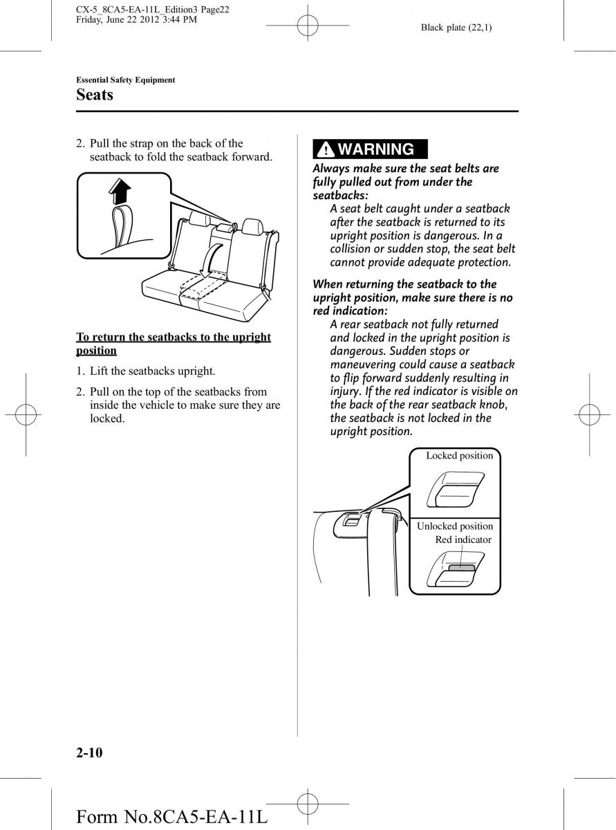 Mazda CX 5 owners manual / page 22