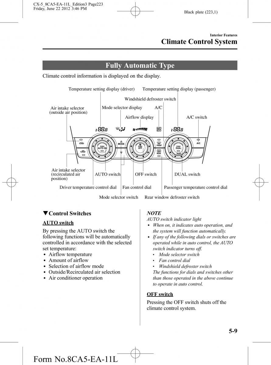 Mazda CX 5 owners manual / page 223