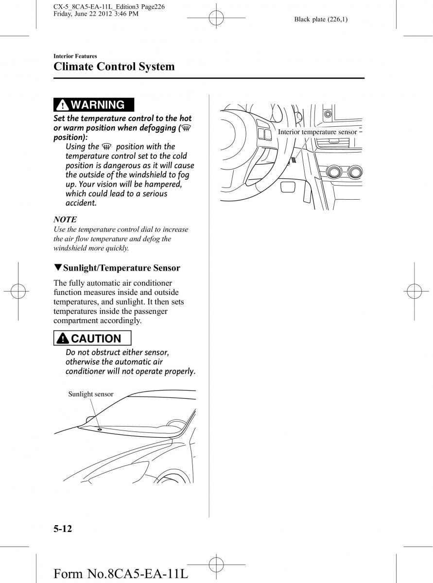 Mazda CX 5 owners manual / page 226