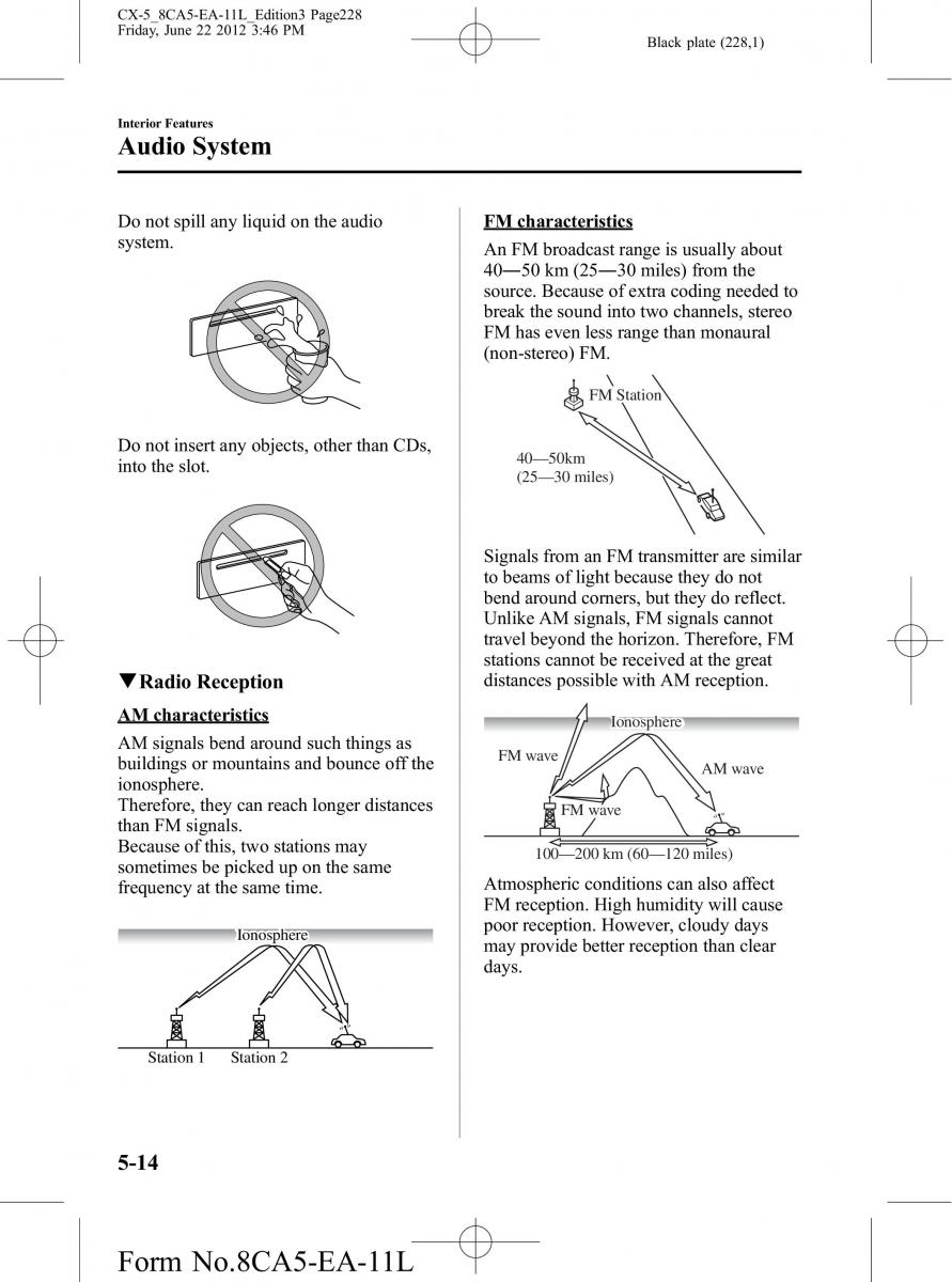 Mazda CX 5 owners manual / page 228