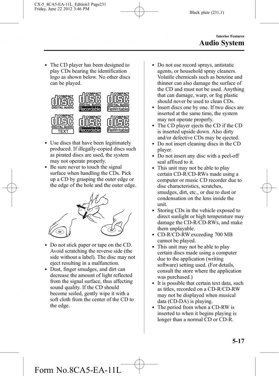 Mazda CX 5 owners manual / page 231