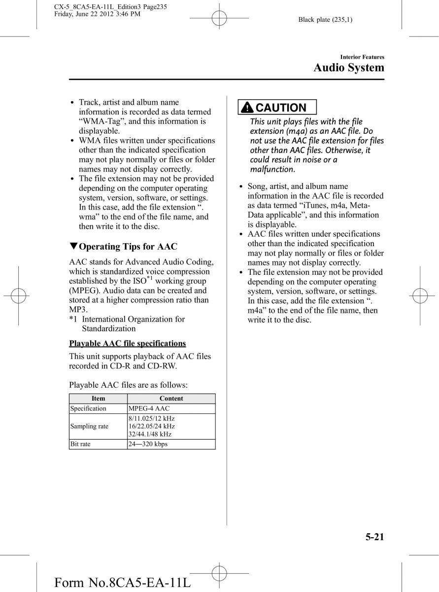 Mazda CX 5 owners manual / page 235