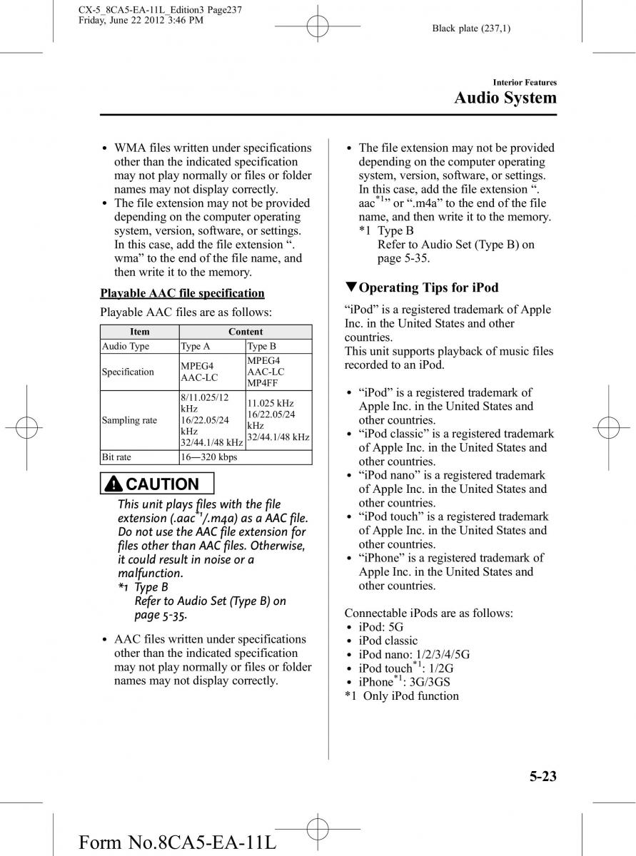 Mazda CX 5 owners manual / page 237