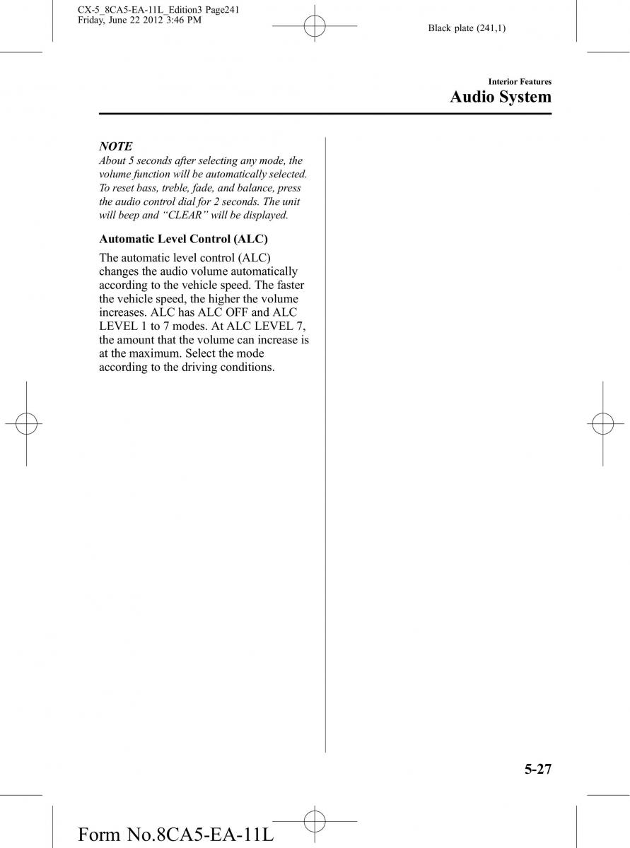 Mazda CX 5 owners manual / page 241