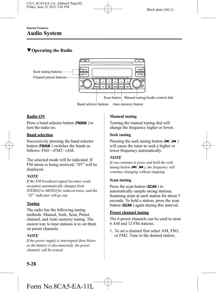 Mazda CX 5 owners manual / page 242