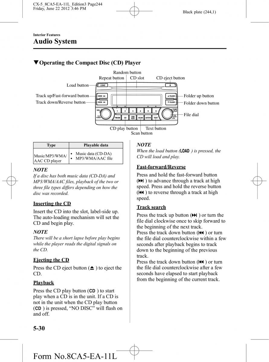 Mazda CX 5 owners manual / page 244