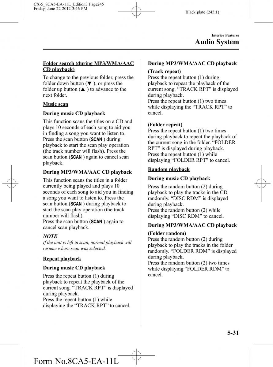 Mazda CX 5 owners manual / page 245