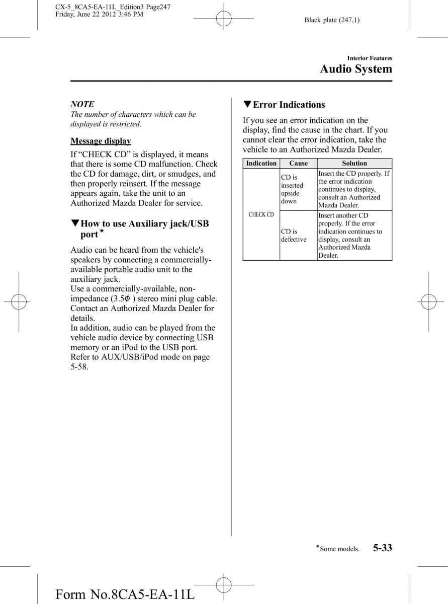 Mazda CX 5 owners manual / page 247