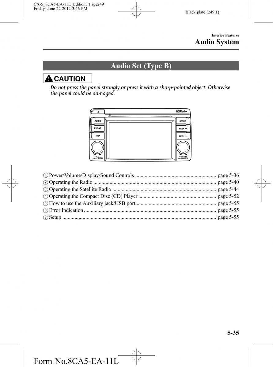 Mazda CX 5 owners manual / page 249