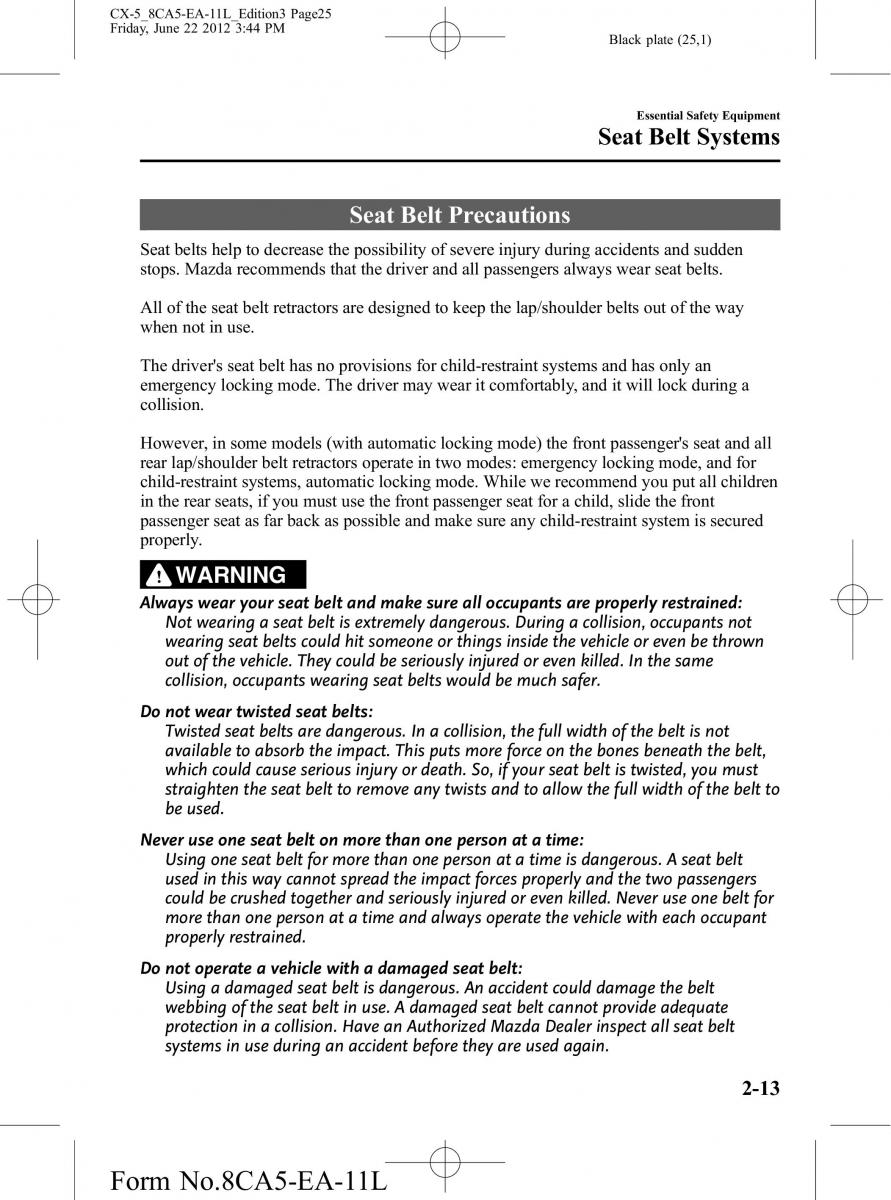 Mazda CX 5 owners manual / page 25