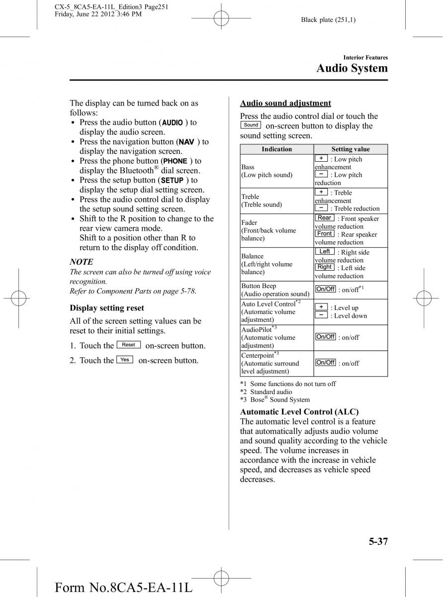 Mazda CX 5 owners manual / page 251