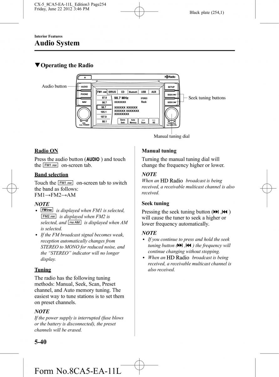 Mazda CX 5 owners manual / page 254