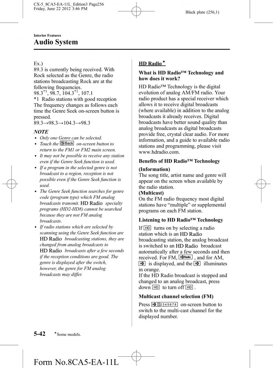 Mazda CX 5 owners manual / page 256