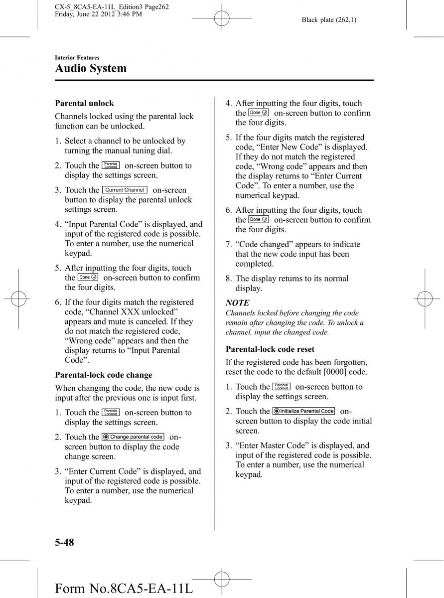 Mazda CX 5 owners manual / page 262