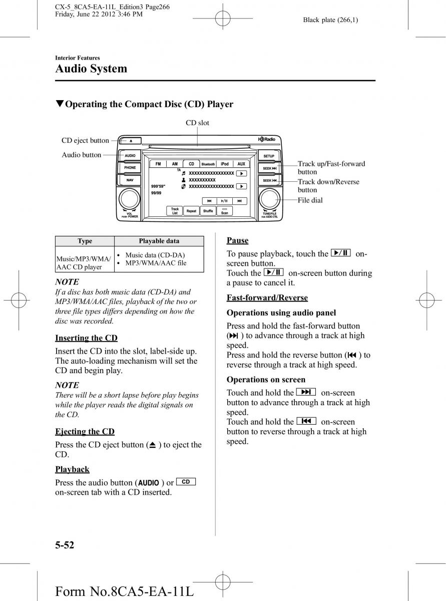 Mazda CX 5 owners manual / page 266