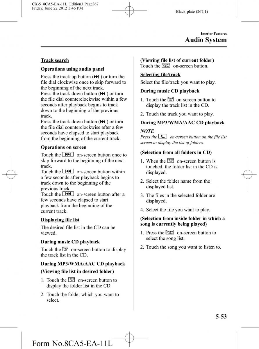 Mazda CX 5 owners manual / page 267