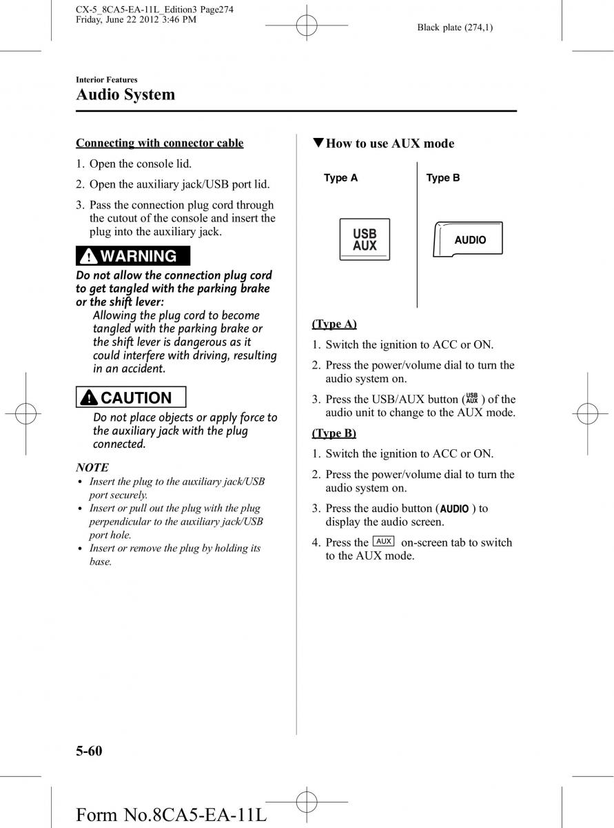 Mazda CX 5 owners manual / page 274