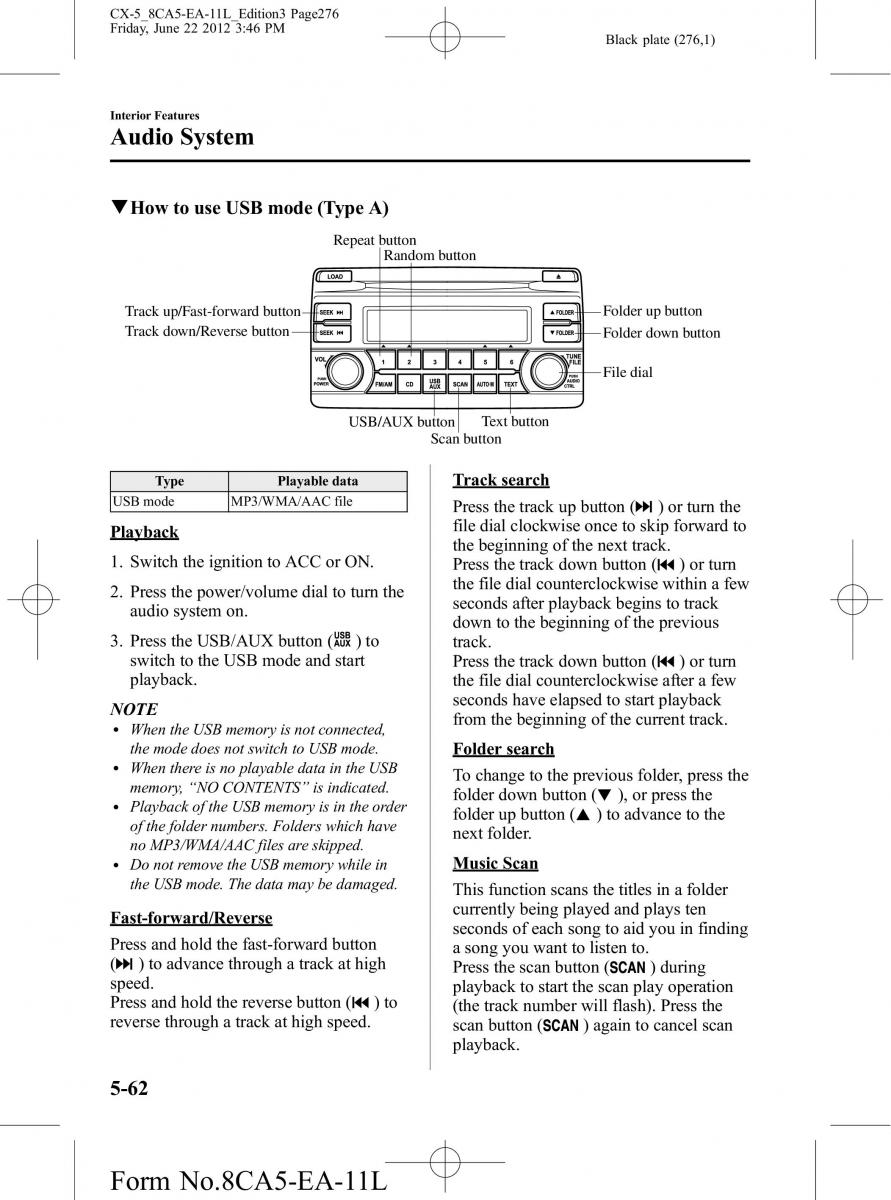 Mazda CX 5 owners manual / page 276