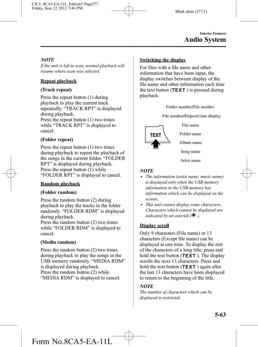 Mazda CX 5 owners manual / page 277