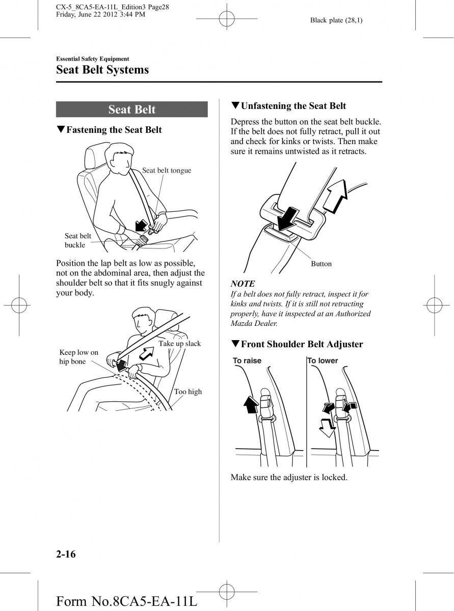 Mazda CX 5 owners manual / page 28