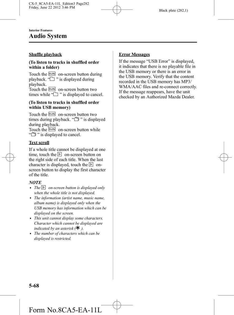 Mazda CX 5 owners manual / page 282