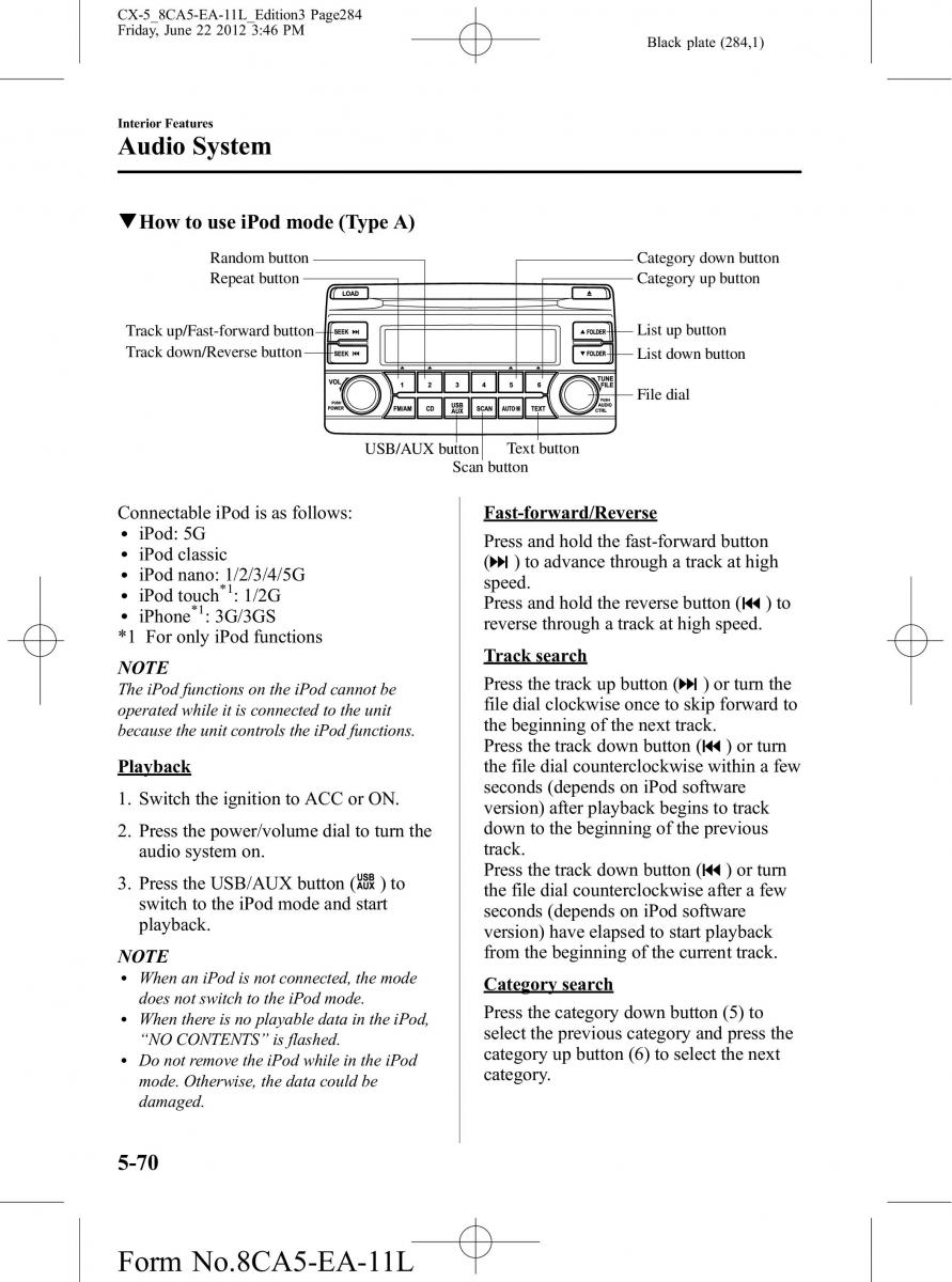 Mazda CX 5 owners manual / page 284