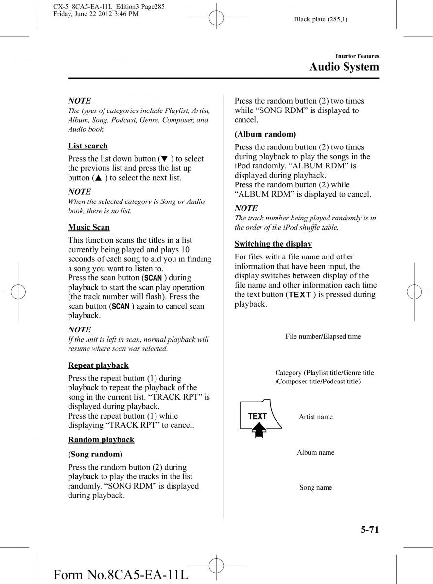 Mazda CX 5 owners manual / page 285