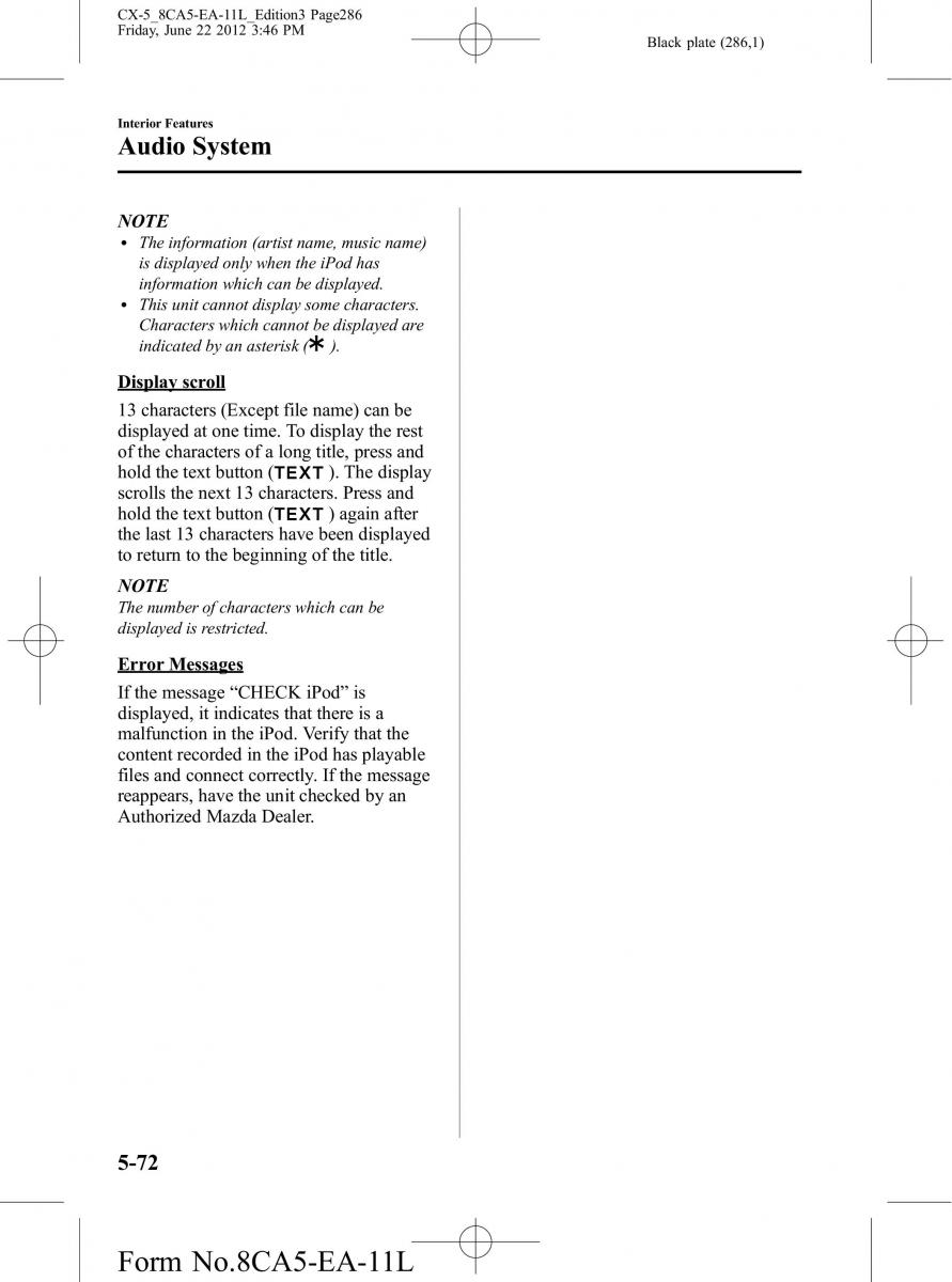 Mazda CX 5 owners manual / page 286