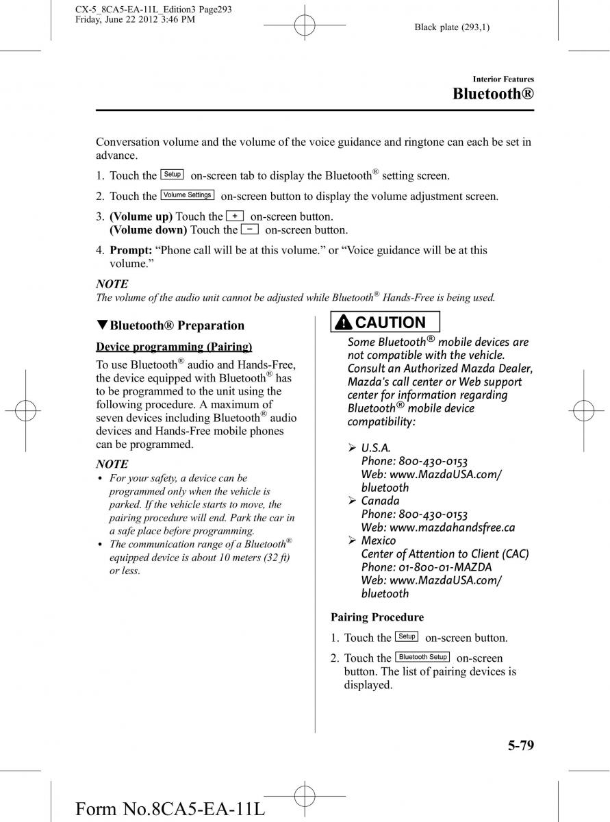 Mazda CX 5 owners manual / page 293