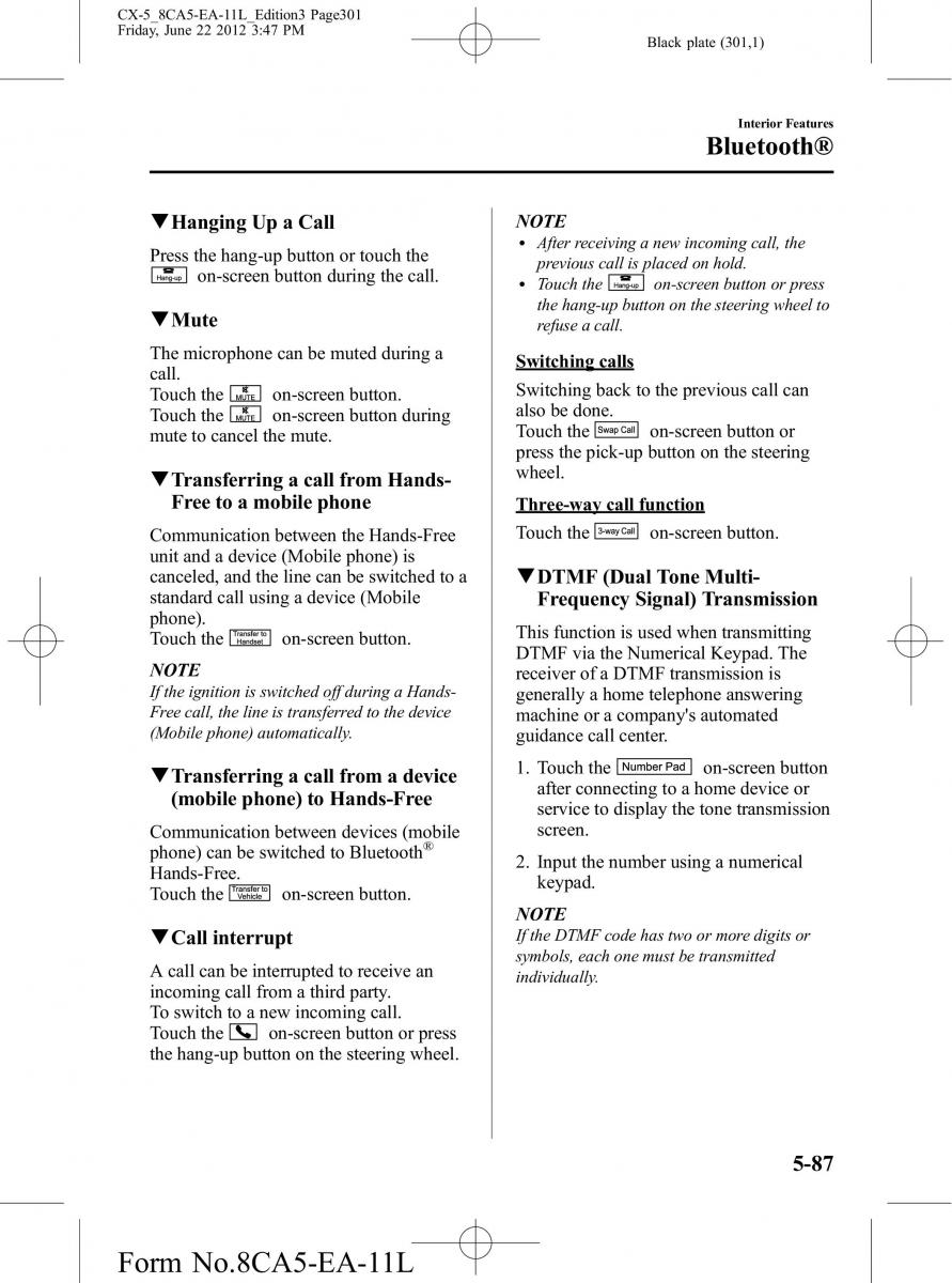 Mazda CX 5 owners manual / page 301