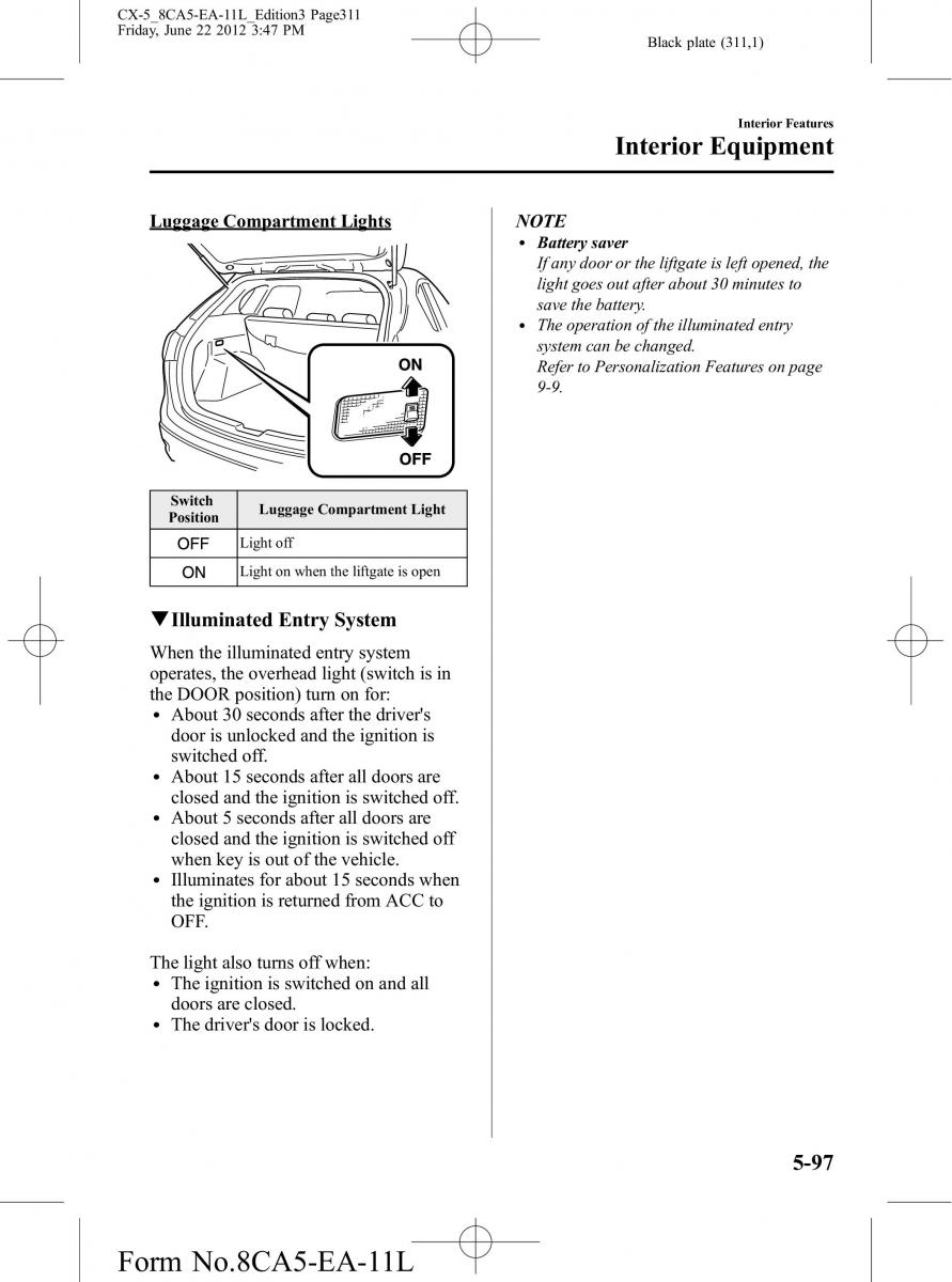 Mazda CX 5 owners manual / page 311