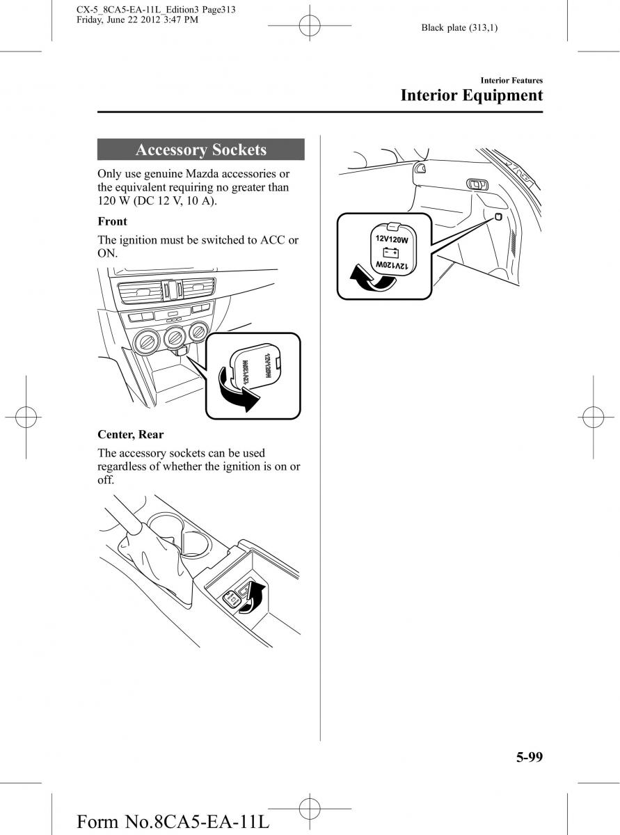 Mazda CX 5 owners manual / page 313