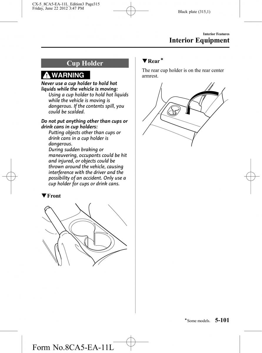 Mazda CX 5 owners manual / page 315