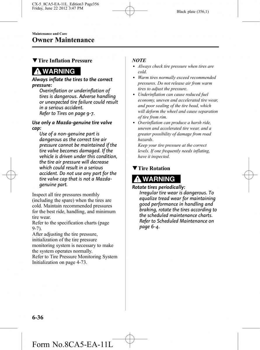 Mazda CX 5 owners manual / page 356