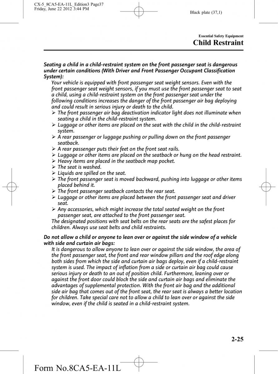 Mazda CX 5 owners manual / page 37