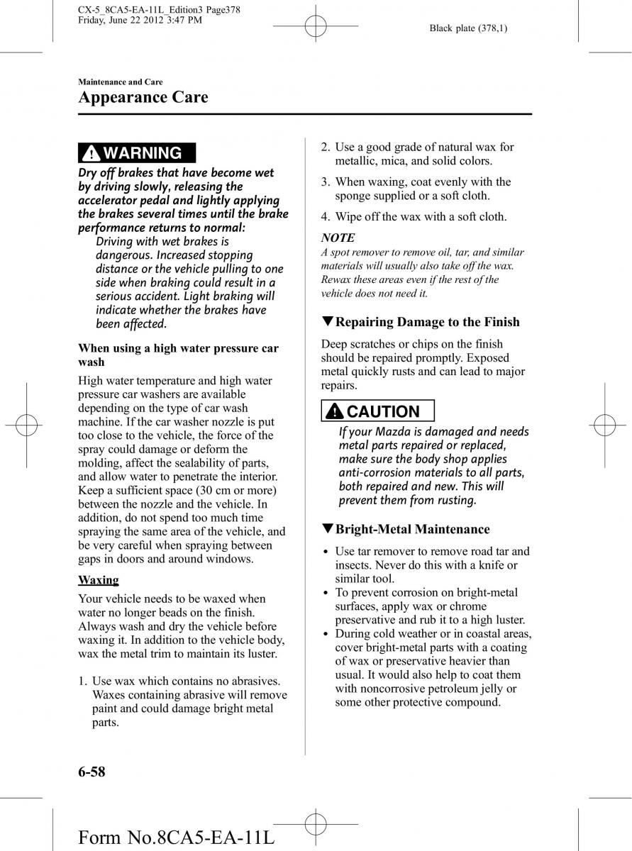 Mazda CX 5 owners manual / page 378