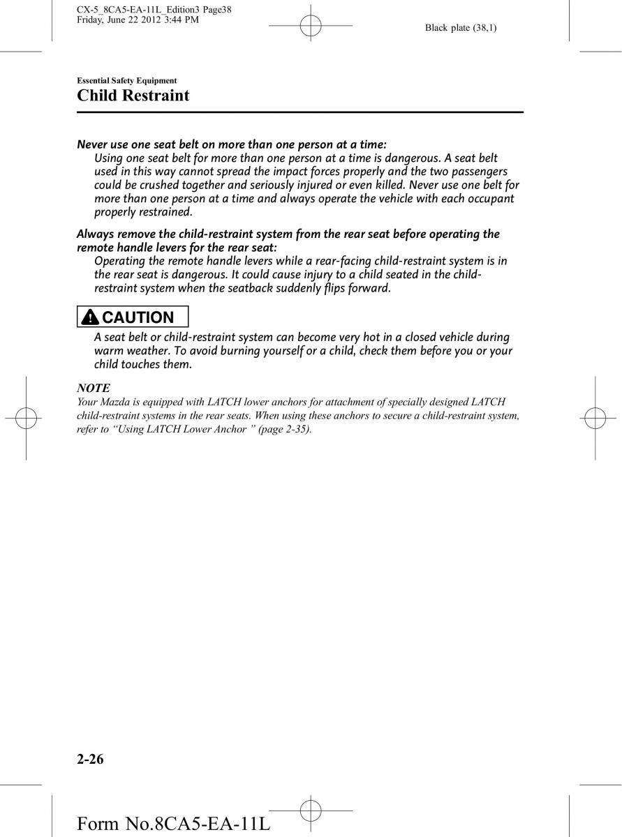 Mazda CX 5 owners manual / page 38