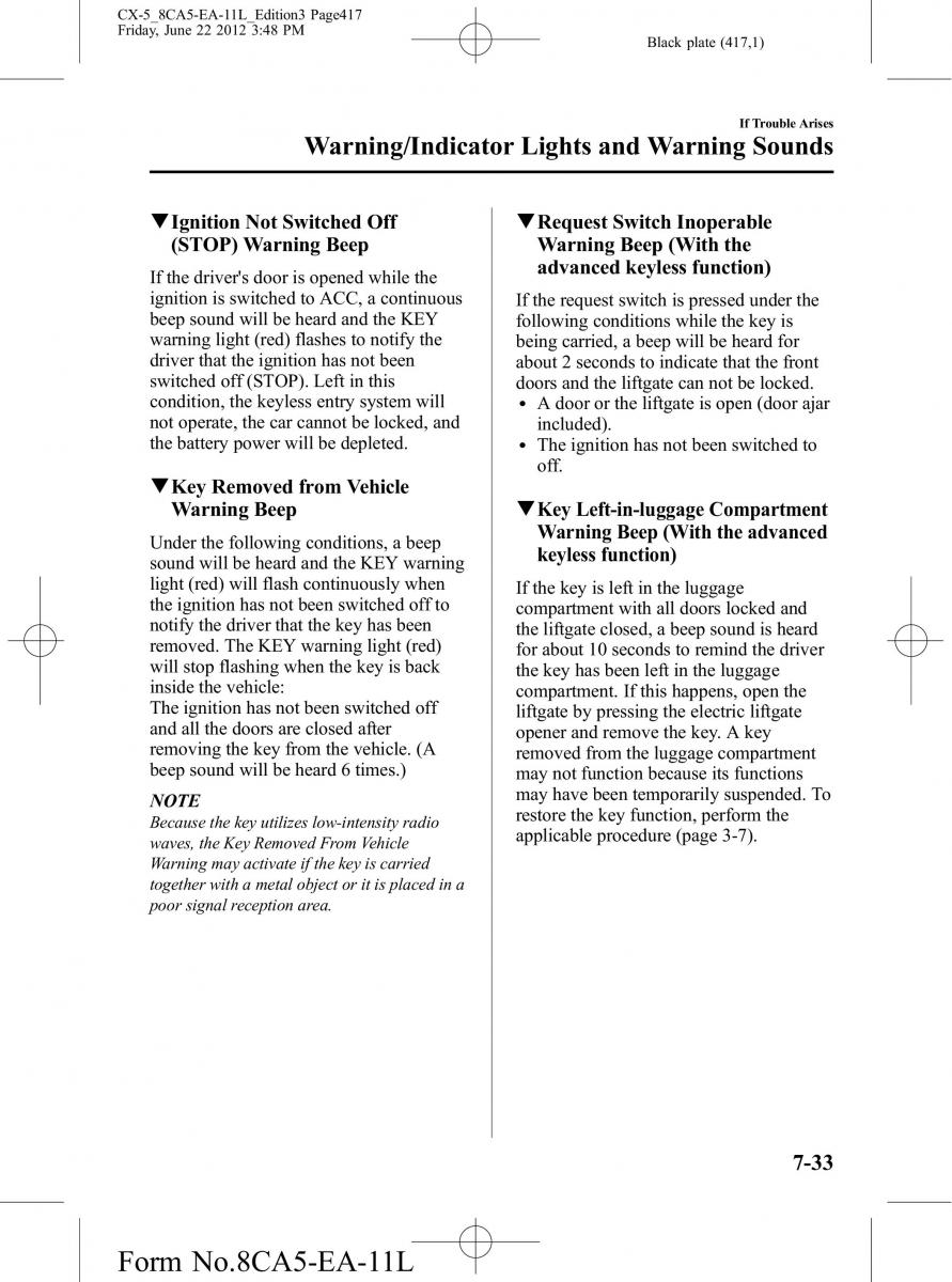 Mazda CX 5 owners manual / page 417