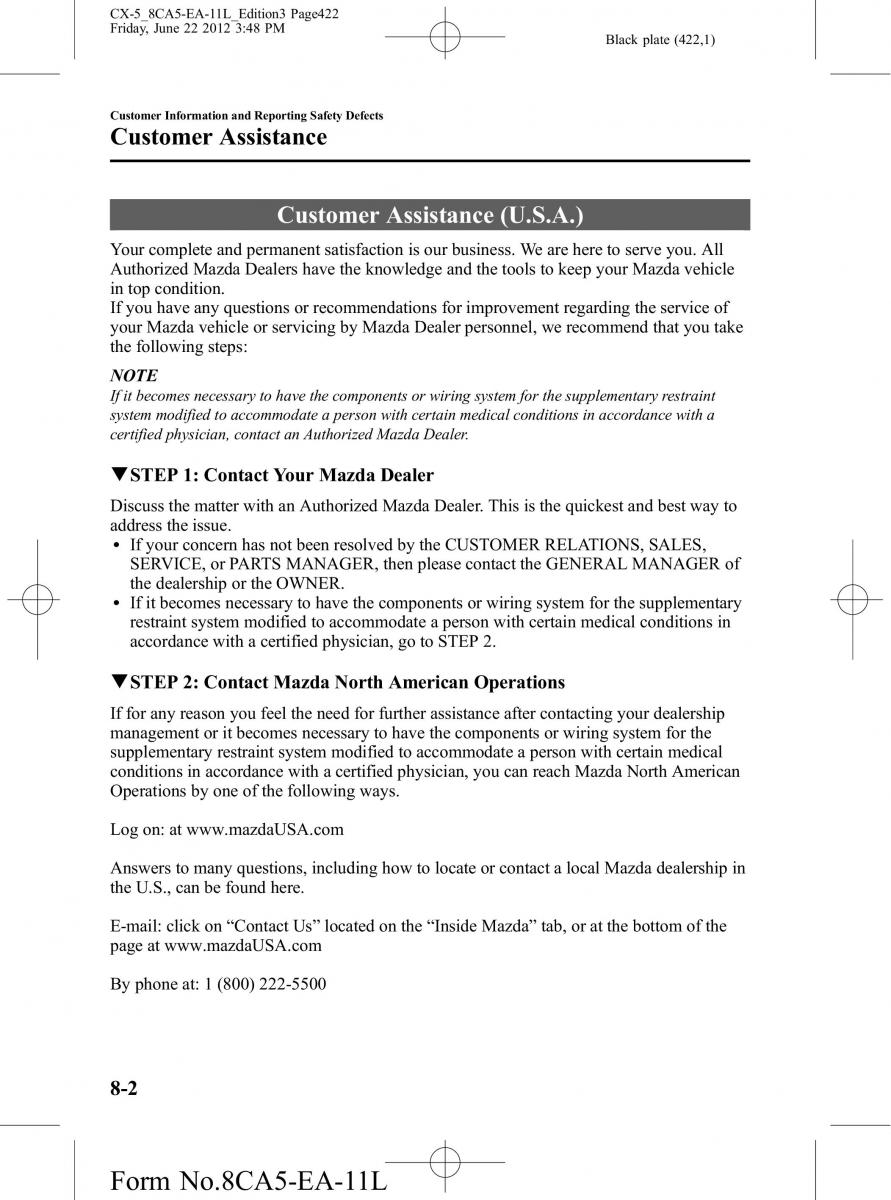 Mazda CX 5 owners manual / page 422