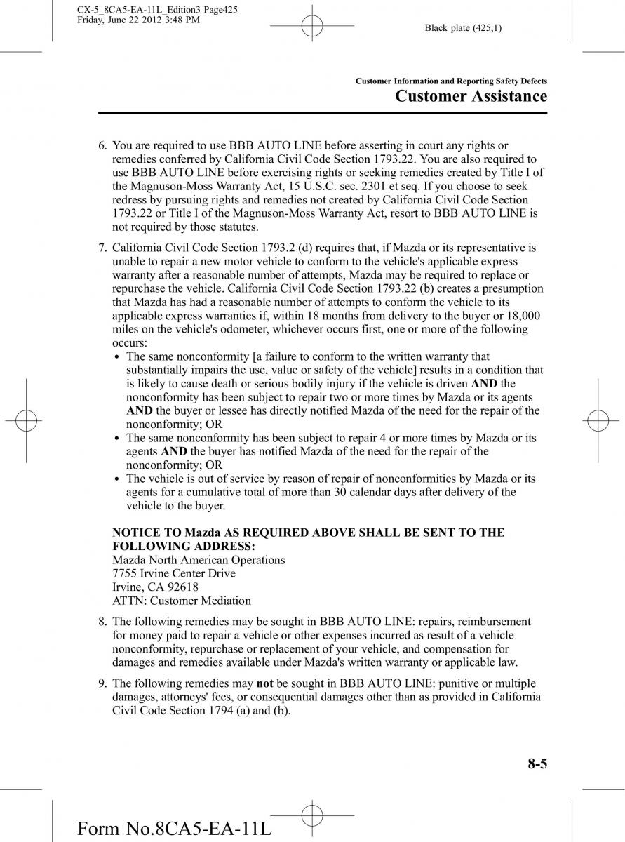 Mazda CX 5 owners manual / page 425