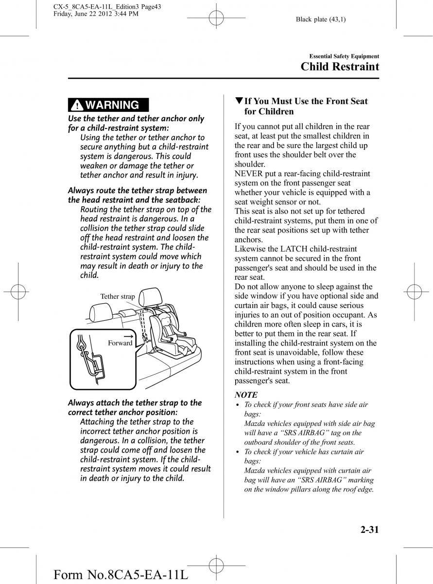 Mazda CX 5 owners manual / page 43