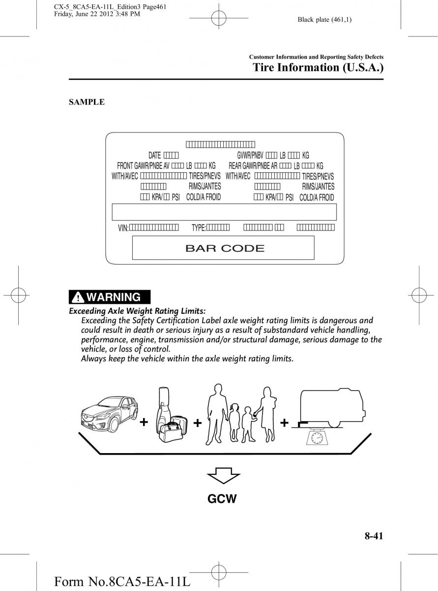 Mazda CX 5 owners manual / page 461