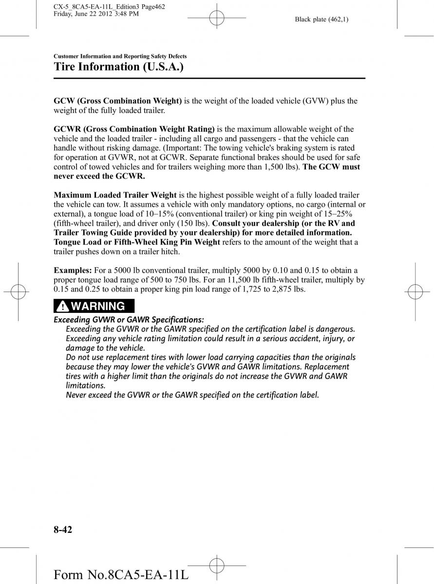 Mazda CX 5 owners manual / page 462