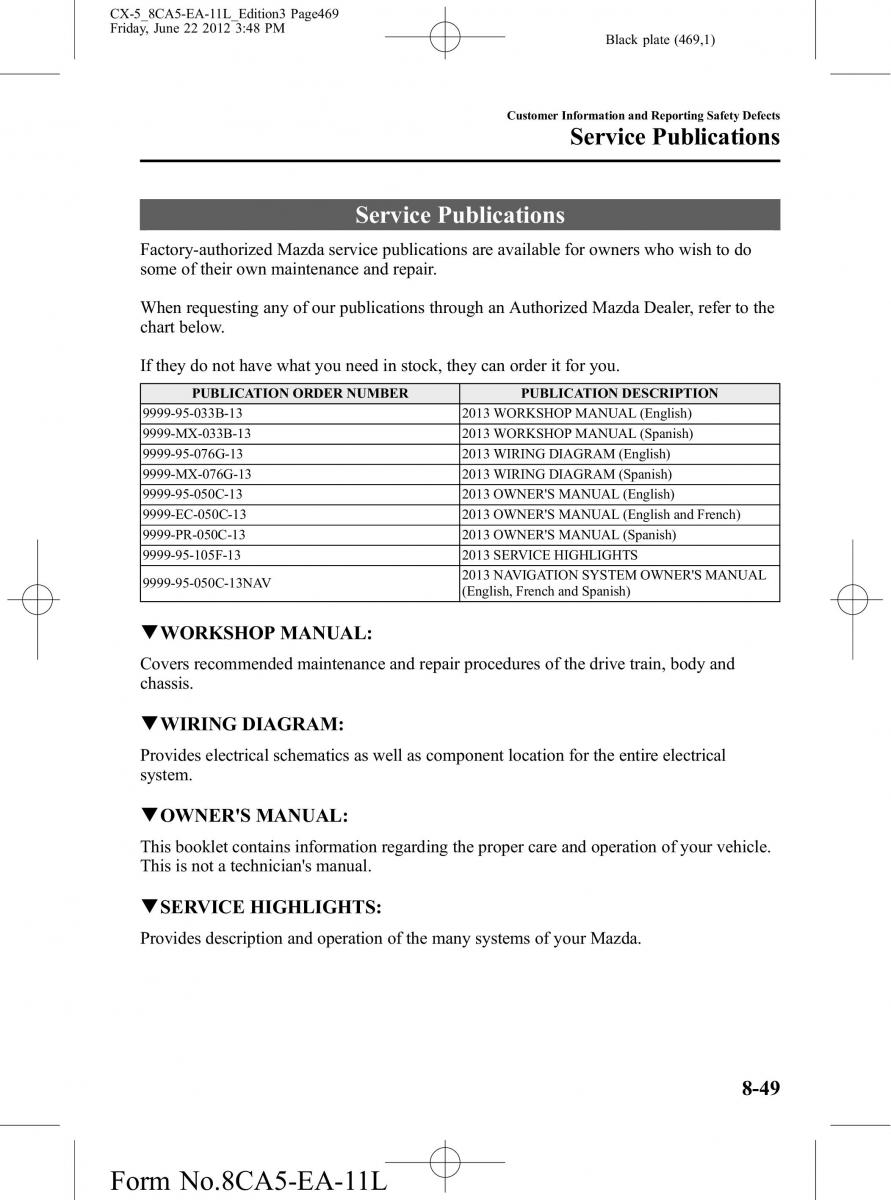 Mazda CX 5 owners manual / page 469