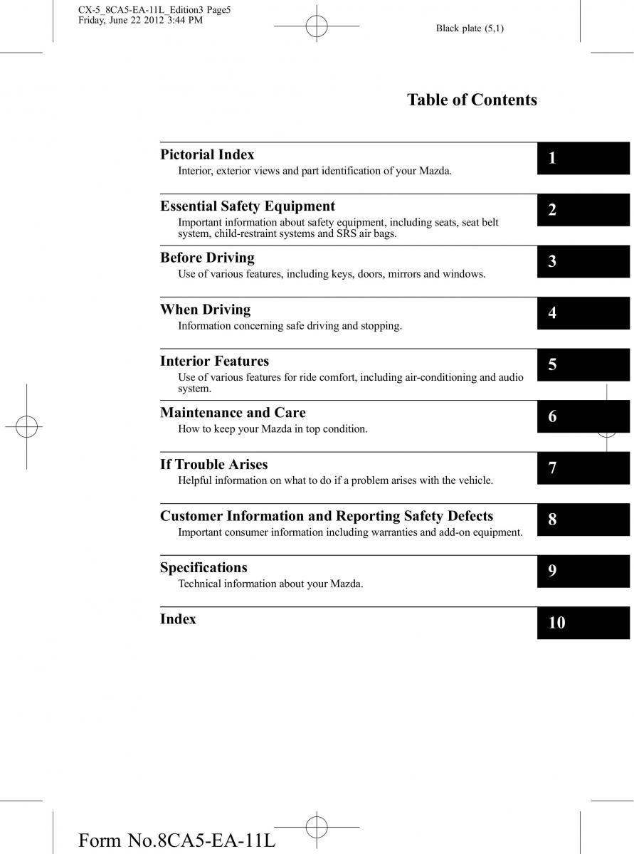 Mazda CX 5 owners manual / page 5