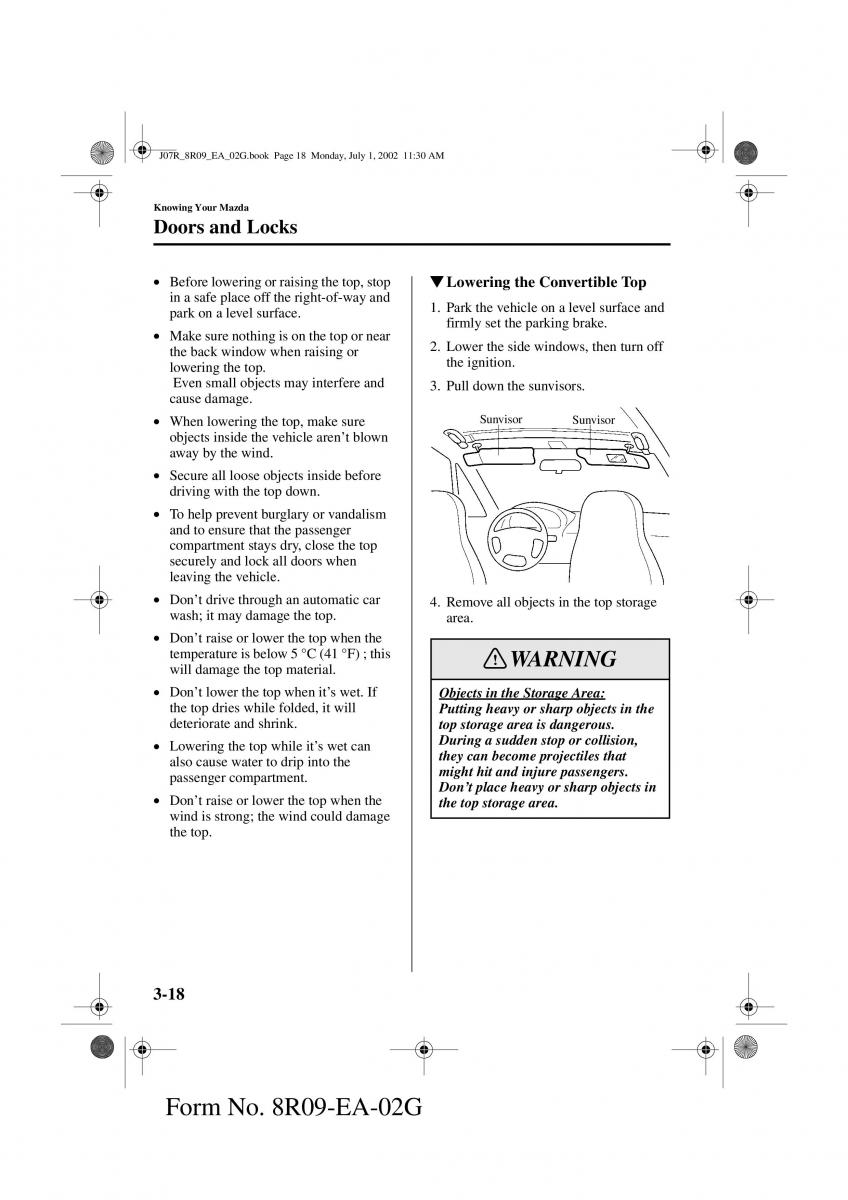 Mazda MX 5 Miata NB II 2 owners manual / page 57