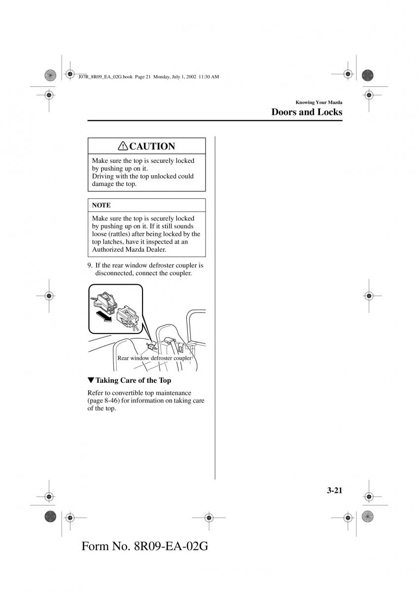 Mazda MX 5 Miata NB II 2 owners manual / page 60