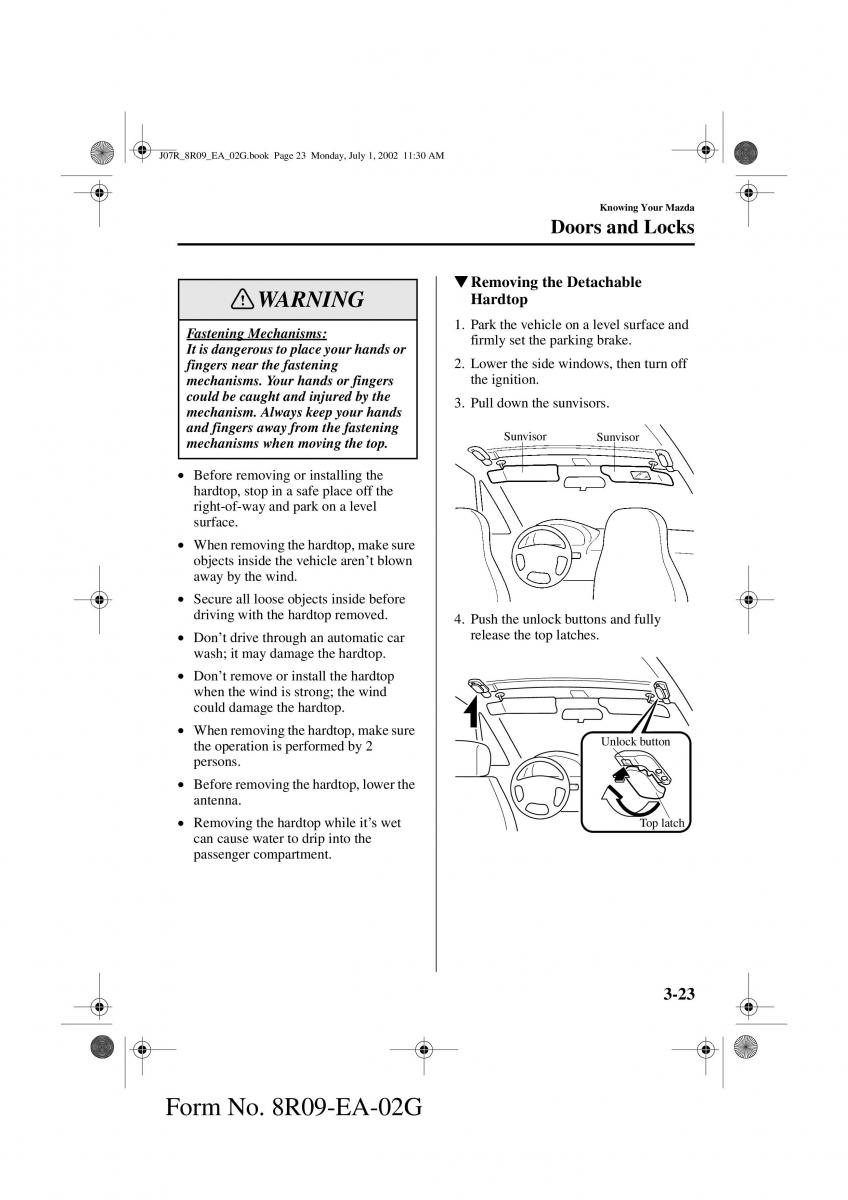 Mazda MX 5 Miata NB II 2 owners manual / page 62